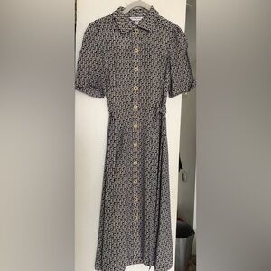 LK Bennett Black and Cream Geometric Midi Dress